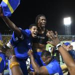 Curaçao players and fans celebrate World Cup 2026 qualification after a 0-0 draw with Jamaica at the National Stadium in Kingston, Jamaica on 18 November 2025.