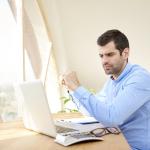 A man works on a test