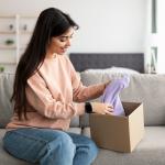Unpacking an online purchase.