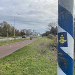 A protest sticker demanding women be able to reclaim the night placed on a lamppost close to where Lisa, 17, was found stabbed to death between Amsterdam and her home in Abcoude. 13 Nov. 2025