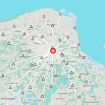 The 14 November 2025 earthquake near Groningen's Zeerijp (red dot) measured 3.4 on the Richter scale. The white triangles are seismological monitoring stations where the earthquake was recorded