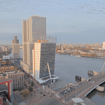 A partly cloudy day in Rotterdam, viewed from the Erasmus Bridge, 6 November 2025