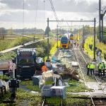 Aftermath of a train crashing into a truck at a railway crossing on Bredestraat in Meteren, 30 October 2025