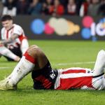 Ismael Saibari of PSV Eindhoven shows his disappointment after the UEFA Champions League match between PSV Eindhoven and Atlético Madrid at the Philips Stadium on December 9, 2025, in Eindhoven, the Netherlands.