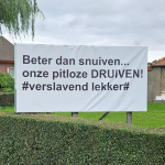 Banner with the winner of the worst slogan of the year of 2025 on it, Zuid-Limburg. 