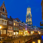 The Dom Tower at night in Utrecht