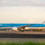 A KLM aircraft on the tarmac at Willemstad Airport in Curaçao, May 2023
