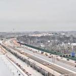 Traffic crawling on a snowy A2 motorway near Vianen. 5 Jan. 2026