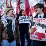 Demonstrators protest the U.S. attack on Venezuela outside the American consulate in Amsterdam, January 4, 2025.