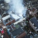 Overhead view of the Visscherssteeg in Utrecht while firefighters tried to douse a major fire after one, and possibly several explosions took place. 15 Jan. 2026