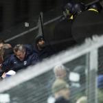 Genk supporters are asked to leave the stadium ahead of the UEFA Europa League match between FC Utrecht and KRC Genk at Stadion Galgenwaard on January 22, 2026, in Utrecht, the Netherlands.