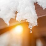 A close-up of melting snow
