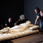 Workers gathered around the "Sleeping Hermaphroditus", which will be displayed at the Rijksmuseum on loan from the Louvre starting Feb. 6.