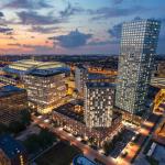 Artist impression of Eleven Square, a new mixed-use urban district next to the Johan Cruijff ArenA in Amsterdam.