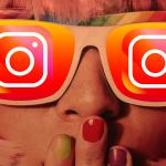 Artist's rendering of a young woman wearing Instagram sunglasses