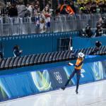 Jorrit Bergsma after the mass start final at the Milano Ice Park during the Milan-Cortina Winter Olympics.