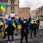Pro-Ukraine protest at an unknown location. February, 2022