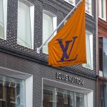 Store front of Louis Vuitton, international luxurious brand, Amsterdam branch, October 12, 2021