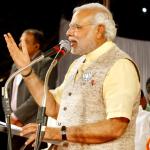 The Indian Prime Minister Narendra Modi in Madhya Pradesh, India.