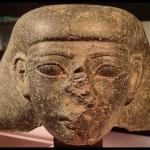 A sculpted head believed to depict a high-ranking official from the reign of Pharaoh Thutmose III from the 15th century BCE, seized by Dutch police at TEFAF in Maastricht in 2022.
