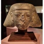 A sculpted head believed to depict a high-ranking official from the reign of Pharaoh Thutmose III from the 15th century BCE, seized by Dutch police at TEFAF in Maastricht in 2022.