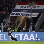 Youssef El Kachati of NEC Nijmegen celebrates the 1–3 during the Dutch Eredivisie match between PSV Eindhoven and NEC at the Philips Stadion on March 14, 2026, in Eindhoven, Netherlands.
