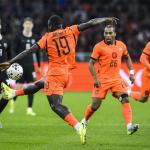 Felix Horn Myhre of Norway, Brian Brobbey of the Netherlands, Quinten Timber of the Netherlands, and Xavi Simons of the Netherlands during the international friendly match between the Netherlands and Norway at the Johan Cruijff ArenA on March 27, 2026, in Amsterdam, the Netherlands.
