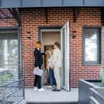 People talking at the door