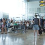 Crowded airport terminal