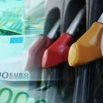 Gas filling station with euro banknotes in the background