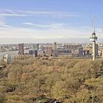 Looking west along the Nieuwe Maas river with the Euromast standing tall above Rotterdam. 1 March 2026