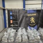 Dutch customs display a pallet of 400 kilograms of cocaine seized from a shipment of bananas at the port of Vlissingen on March 6, 2026