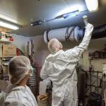 A drug lab is being dismantled.
