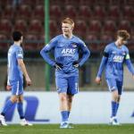 Kees Smit of AZ Alkmaar reacts after the 2-0 during the UEFA Conference League match between FC Shakhtar Donetsk and AZ Alkmaar at the Henryk Reyman Stadium on April 9, 2026, in Kraków, Poland.
