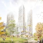 Artist’s impression shows residential towers at the Bellevue site near The Hague Central Station.
