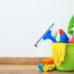 Bucket of cleaning supplies