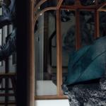 The first handbag made from T-Rex Leather on display at the Art Zoo Museum in Amsterdam. April 2026