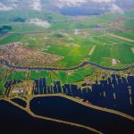 Aerial view of the peat landscape along the Loosdrechtse Plassen at the border of Noord Holland and Utrecht. May 2017