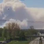 Smoke billowing over a massive wildfire near the military's artillery range at 't Harde in Gelderland. 29 April 2026