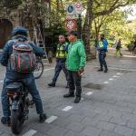 Security turning a fatbike rider away from the Vondelpark on the day that the city's fatbike ban in the park takes effect, 11 May 2026