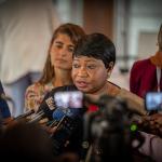 Fatou Bensouda, former Prosecutor of the International Criminal Court, during a conference about international crimes in West Africa, which took place at Dakar (Senegal) in October 2021