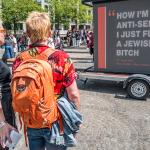 Protesters gather on Dam Square to oppose the arrival of American rapper Ye. A court in Amsterdam ruled that Ye, formerly known as Kanye West, is permitted to enter the Netherlands despite a history of making multiple antisemitic and pro-Nazi statements. Ye is currently touring Europe and is scheduled to perform two concerts at the GelreDome.