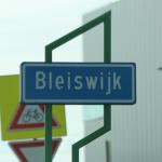 Blue and white sign to mark the start of the urban area in Bleiswijk in the Netherlands