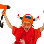 Football loving boy dressed to support Oranje, the Dutch national team