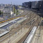 A NS train leaves Amsterdam Centraal headed east on a hot Tuesday afternoon. 23 June 2026