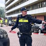 Police officer at the site of Amsterdam Nieuw-West explosion. June 12, 2025