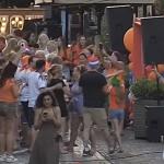 Oranje fans in Elburg celebrate after their side defeated Sweden 5-1 at the 2026 FIFA World Cup, June 20, 2026.