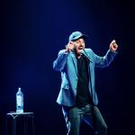 Comedian "Aruba" Ray Ellin on stage in April 2026