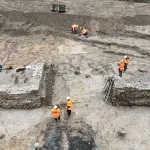 Roman batthouse found during excavagtions in Waalfront in Nijmegen, 2026