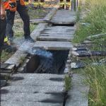 ProRail workers examine the site of a cable fire near Rotterdam Stadion. June 29, 2026